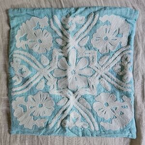 Crate & Barrel Blue and White Textured Decorative Pillow Cover